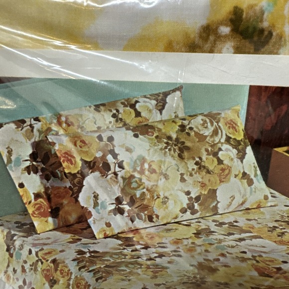 Vtg Cannon Royal Family No Iron Percale Standard 2 Pillowcases Retro Floral NOS - Picture 6 of 6